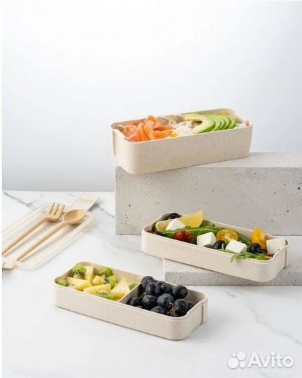Ланч бокс ланч бокс бежевый 3 секции 900мл