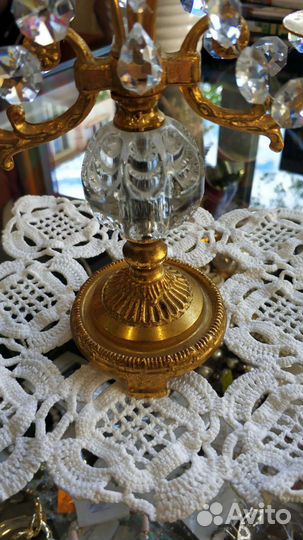 Подсвечник Латунь, хрусталь