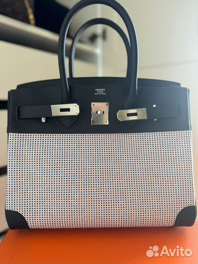 Сумка Hermes birkin 30 toile quadrille (3)