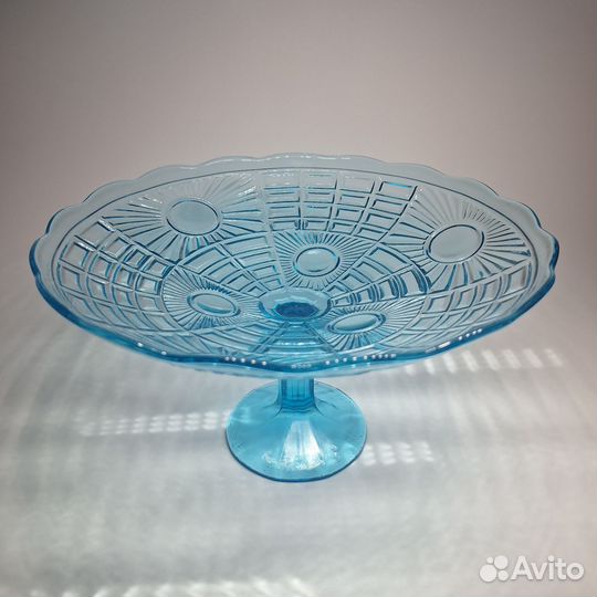 Редкая винтажная ваза Солнышко Купоросное стекло