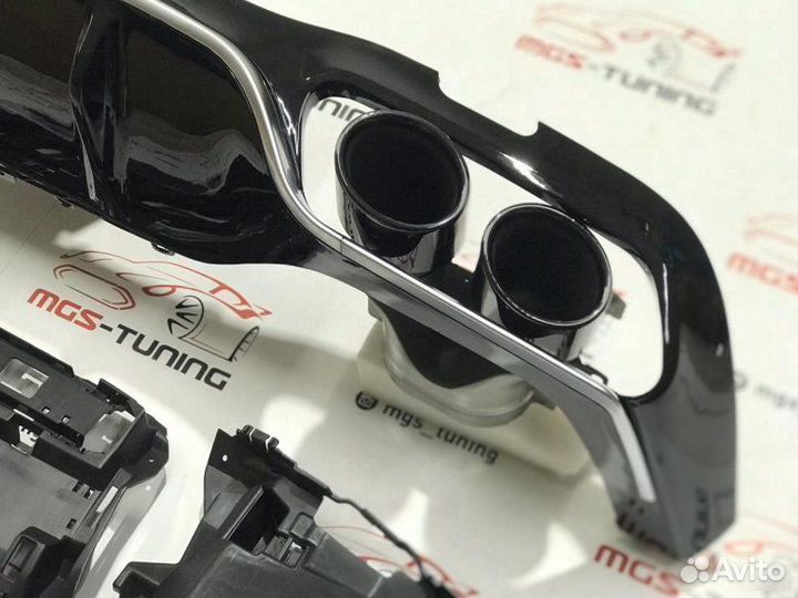 Диффузор хром + Black насадки E-Class 53AMG W213