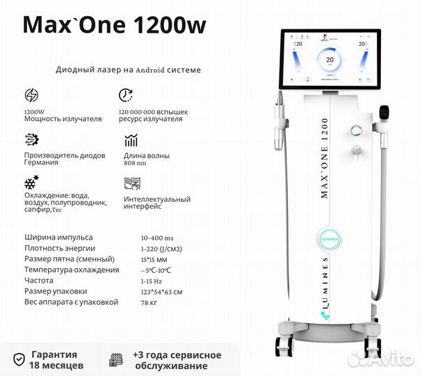 Аппарат для эпиляции люминес Max One 1200 Вт