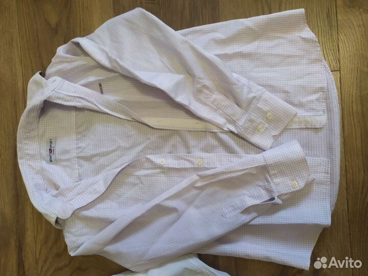 Рубашка белая в клеточку школьная 10/11