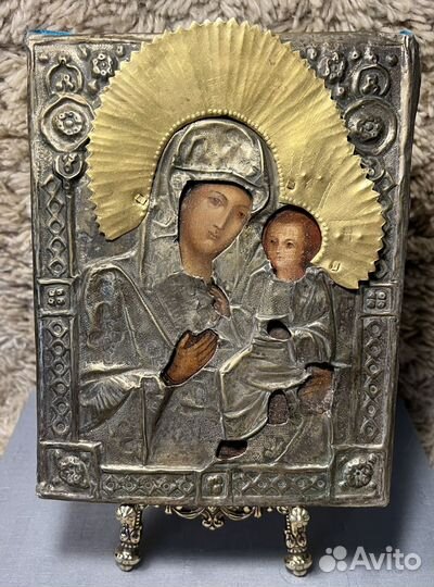 Старинная икона Иверская Богородица 22*18 19в