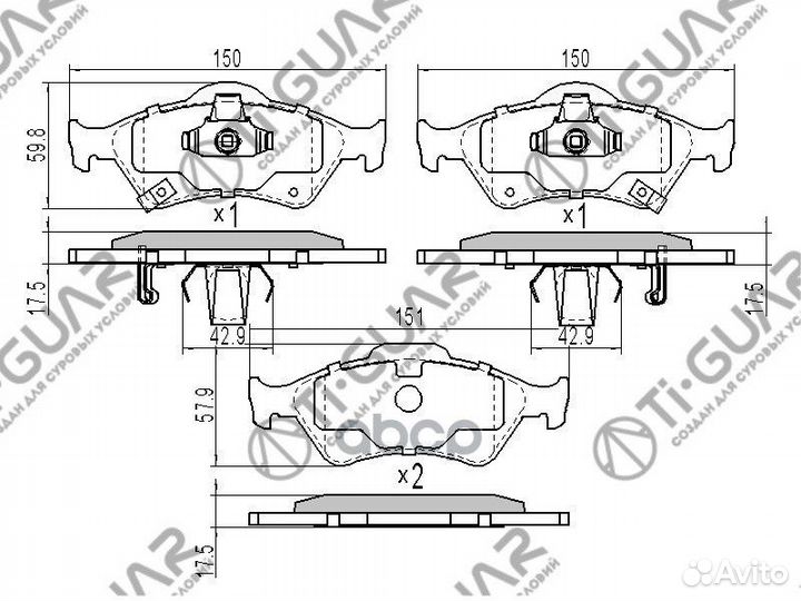 Тормозные колодки TG-686/PN5495* tiguar MZ DEM