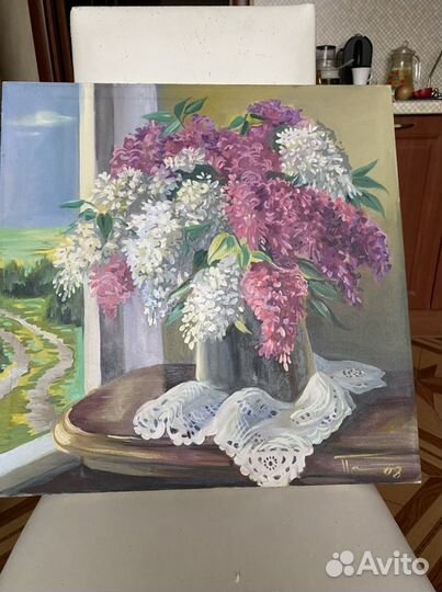 Картина маслом на холсте цветы сирень