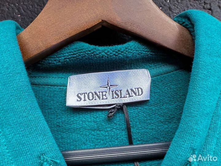 Худи stone island ZIP dark teal green 23FW