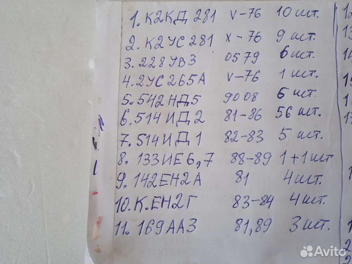 Микросхемы СССР с хранения различных серий