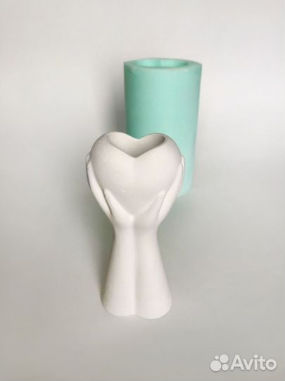 Силиконовая форма для гипса Ваза Сердце