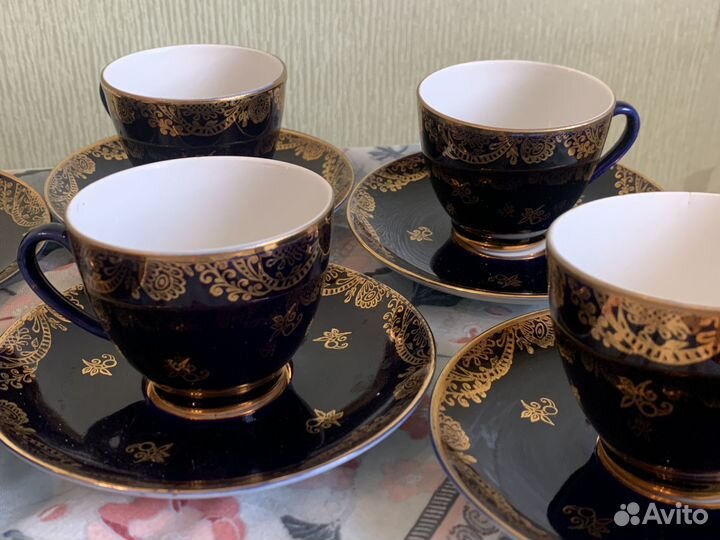 Чайная пара лфз Кобальт золочение