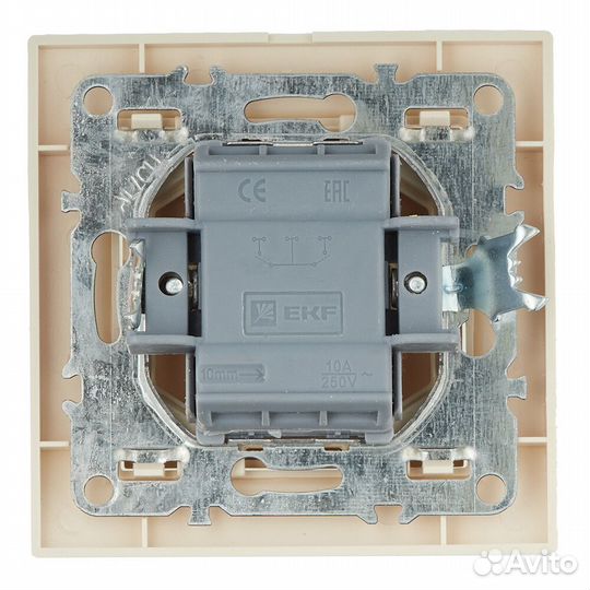 Выключатель с рамкой EKF Минск ERV10-023-20 двухклавишный скрытая установка бежевый