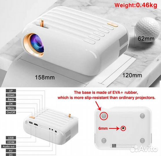 Проектор с WiFi Everycom HD 1280x720 Новый