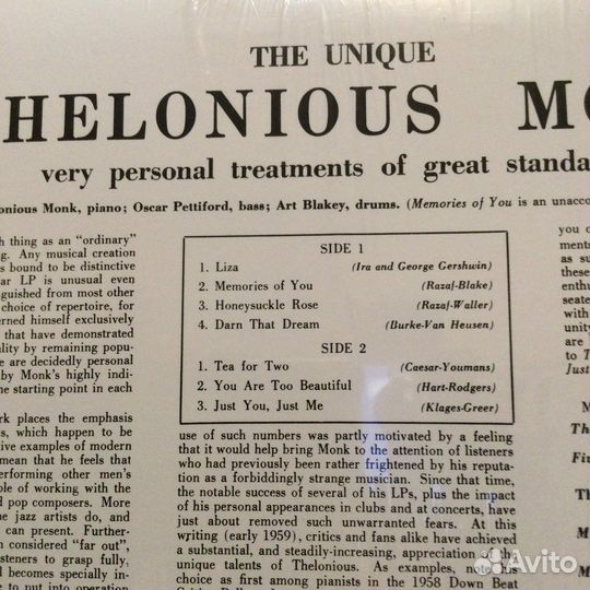 Thelonious Monk/The Unique,2012,US