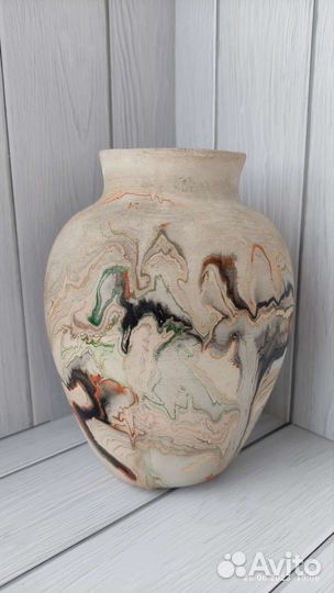 Ваза индейская керамика, ручная работа, USA