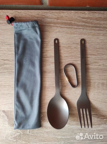 Титановая ложка,вилка.Титановый набор