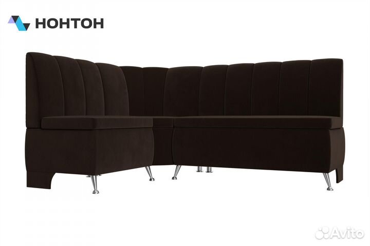 Кухонный угловой диван Кантри микровельвет коричне