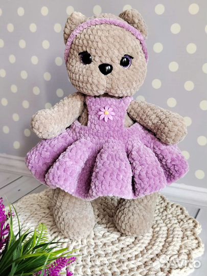 Мягкая вязаная игрушка Кошечка