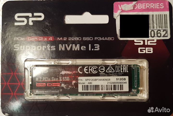 Silicon power P34A80, 512 GB (PCIe Gen 3x4)