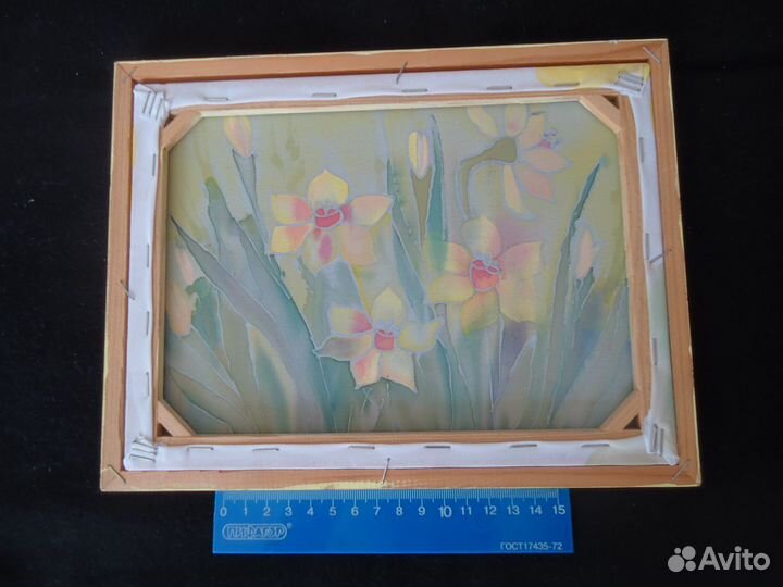 Картина на шёлке батик 20*26 нарциссы
