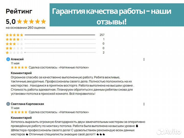 Натяжные потолки под ключ за 1 день