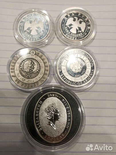 Серебряные монеты Знаки зодиака Овен, Телец