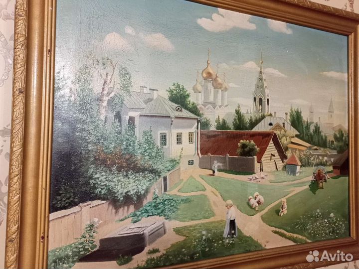 Старинная картина холст маслом