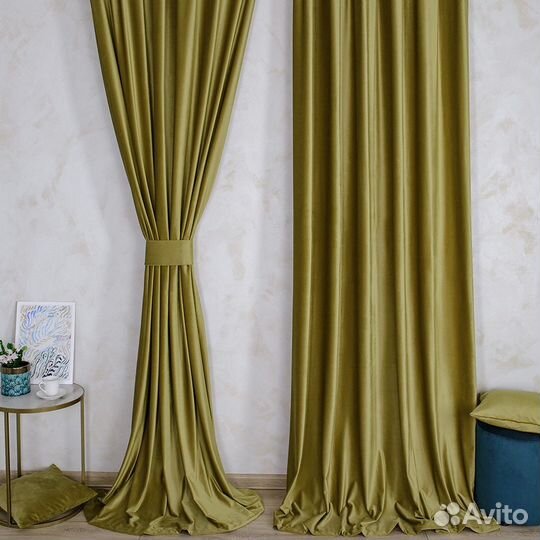 Шторы бархат Беллиссимо темный янтарь пошив