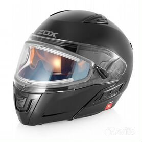 Шлем модуляр для снегохода VEGA VR1 (стекло с подогревом + маска) Solid черный глянцевый