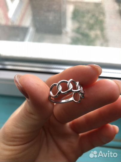 Серебряное кольцо-цепь