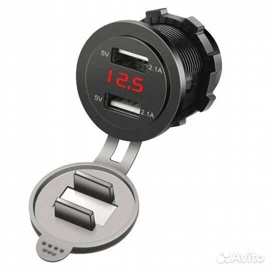 Розетка 2xUSB врезная с вольтметром