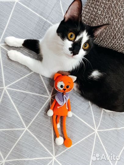 Вязаные игрушки ручной работы котенок Марсик