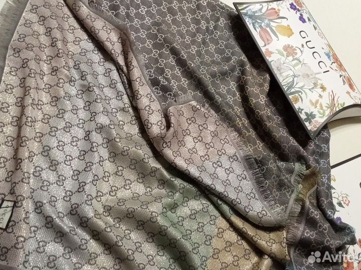 Платок Шаль серый Gucci