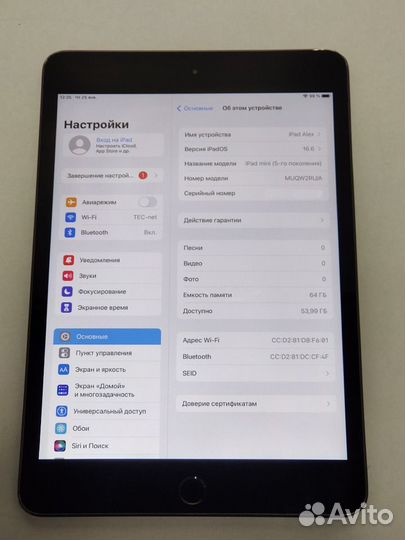 Планшет iPad mini 5 64Gb 95% 192 заменен тачскрин
