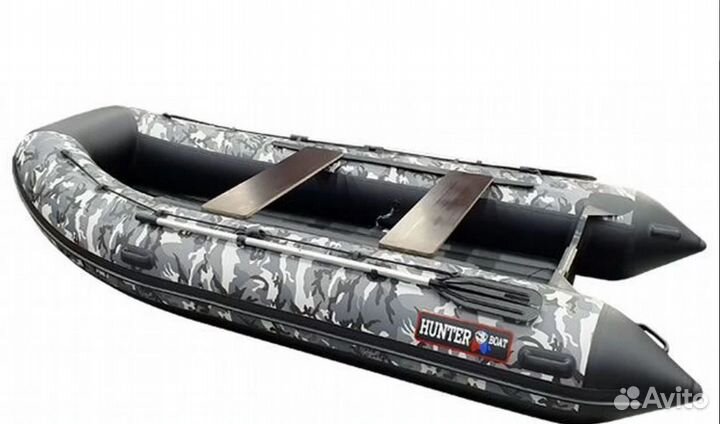 Лодка пвх Хантер 360 А Серый камуфляж