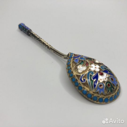 Ложка серебрянная 88 проба. эмаль. редкость