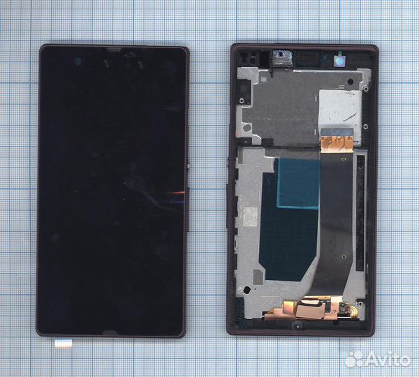 Дисплей для Sony Xperia Z черный+фиолетовая рамка