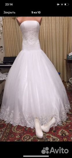 Свадебное платье 44 46 бу