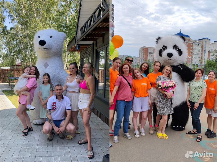 Белый мишка поздравление, ростовые куклы