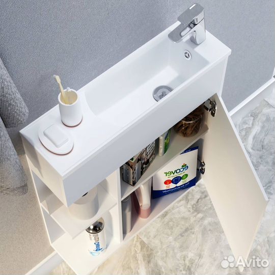 Тумба с раковиной 1MarKa Stretto У94633 70 см, белый