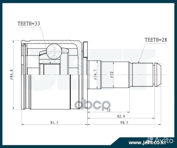 ШРУС внутренний jett V40-9037 V40-9037 jett