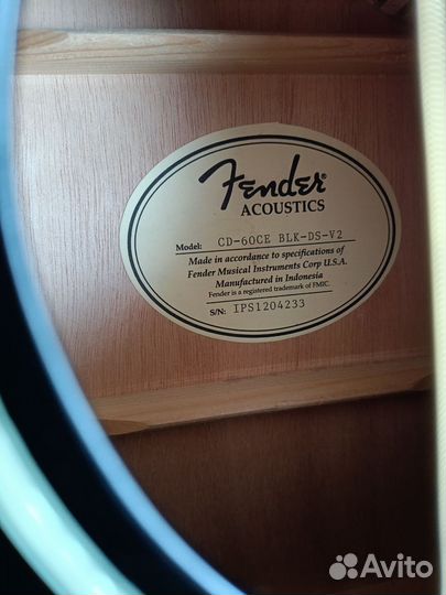 Электроакустическая гитара Fender cd60ce blk-ds-v2