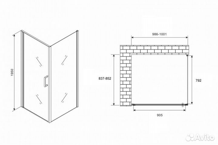 Душевое ограждение Abber Sonnenstrand AG04100B-S85