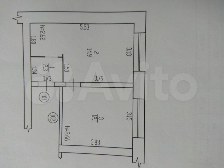 Комната 29,8 м² в 2-к., 4/5 эт.
