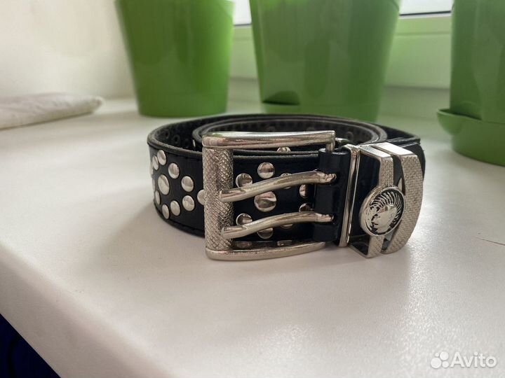 Ремень из натуральной кожи в байкерском стиле