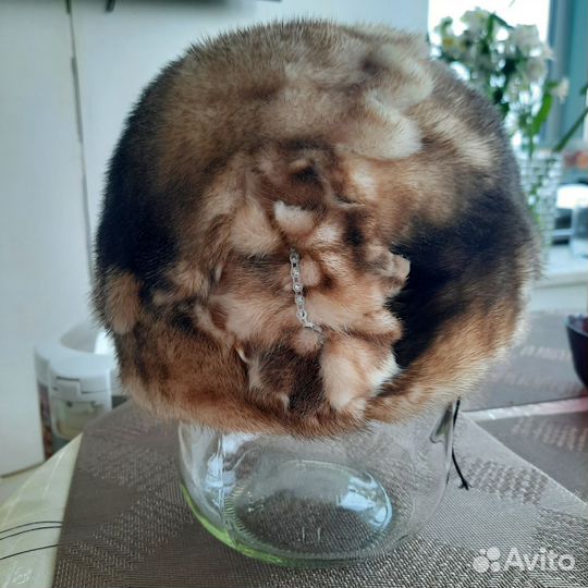 Шапка женская норковая светло-коричневая