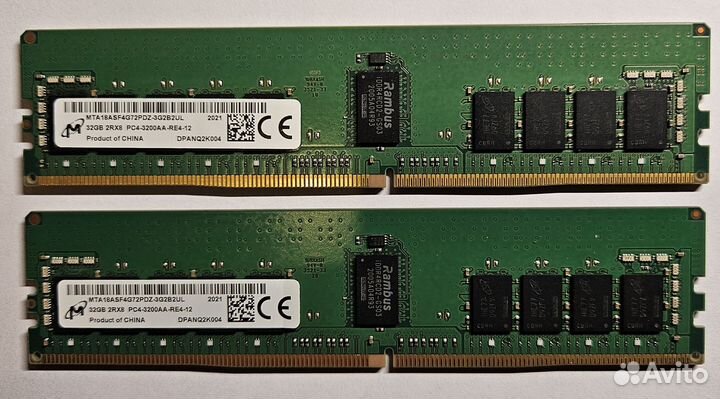 Ddr4 ecc reg 32gb micron 2 шт