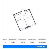 1-к. квартира, 38 м², 14/24 эт.