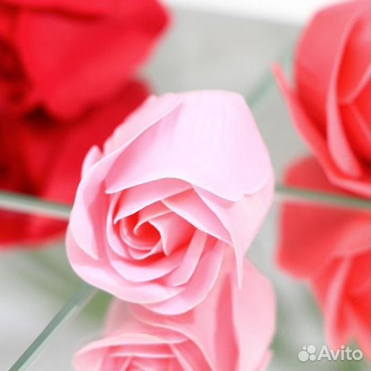 Мыльные розочки, цветные оттенки, набор 18 шт