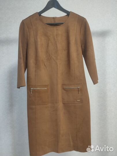 Женское платье размер L, имитация замши