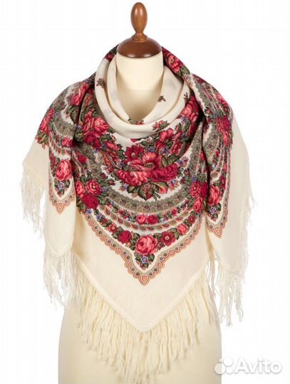 Павловопосадский платок Розовый сад